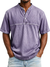 Men’s Slim Fit Henley T-Shirt – Printed Short Sleeve Casual Tee men-tshirt AllTrendMart