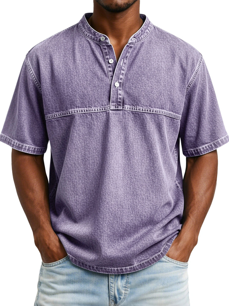 Men’s Slim Fit Henley T-Shirt – Printed Short Sleeve Casual Tee men-tshirt AllTrendMart