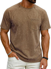 Men’s Retro Distressed Raglan T-Shirt – Loose Fit Casual Streetwear Tee men-tshirt AllTrendMart Brown S