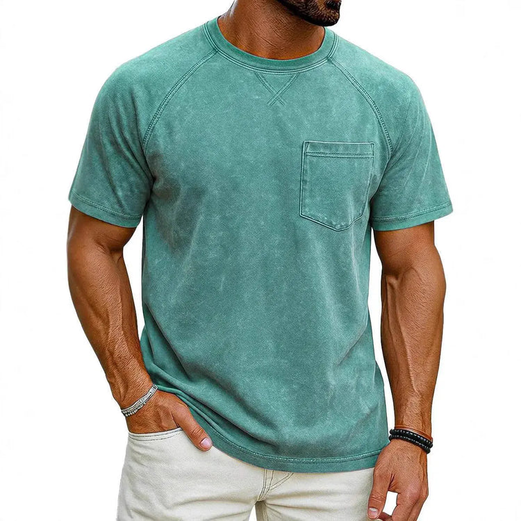 Men’s Retro Distressed Raglan T-Shirt – Loose Fit Casual Streetwear Tee men-tshirt AllTrendMart