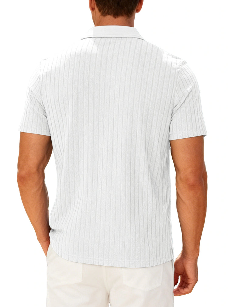 Men’s Jacquard Polo T-Shirt – Casual Relaxed Fit Summer Lapel Top men-tshirt AllTrendMart