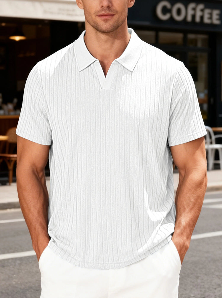 Men’s Jacquard Polo T-Shirt – Casual Relaxed Fit Summer Lapel Top men-tshirt AllTrendMart